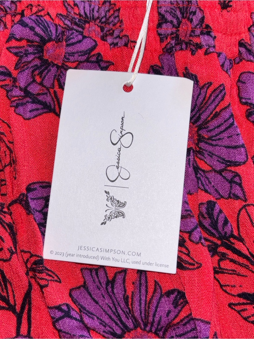 Jessica Simpson Red Jumpsuit with Purple Floral Print - Picture 6 of 8